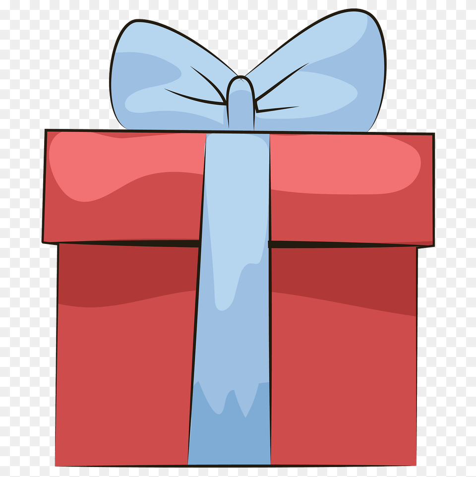 Red Gift Box With Blue Ribbon Clipart, Mailbox Free Transparent Png
