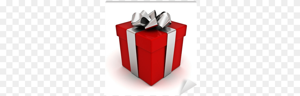 Red Gift Box With Silver Ribbon Bow Wall Mural Pixers Nail, Mailbox Free Png Download