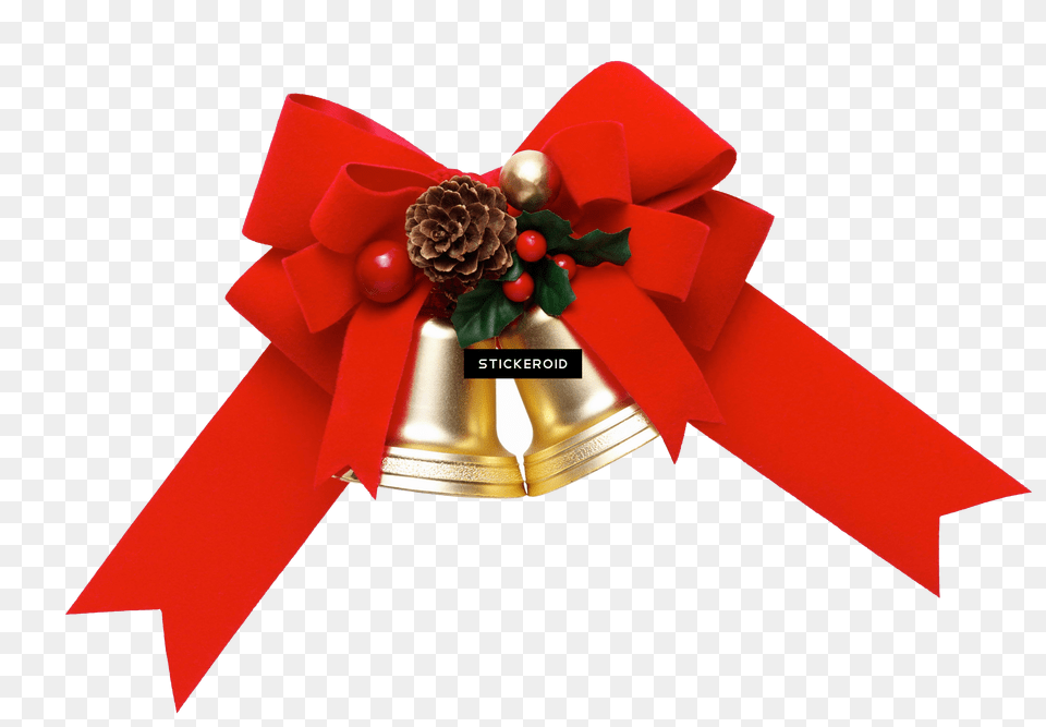 Red Gift Ribbon Gold Gold Ribbon Christmas Gift, Bell Png