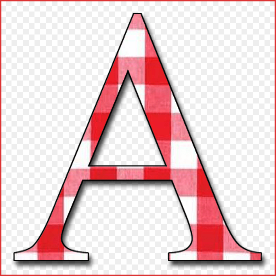 Red Gingham Scrapbook Alphabet Letters In Letter A File, Triangle Free Png