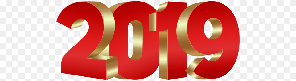 Red Gold 2019 Happy New Year, Text, Number, Symbol, Dynamite Free Png