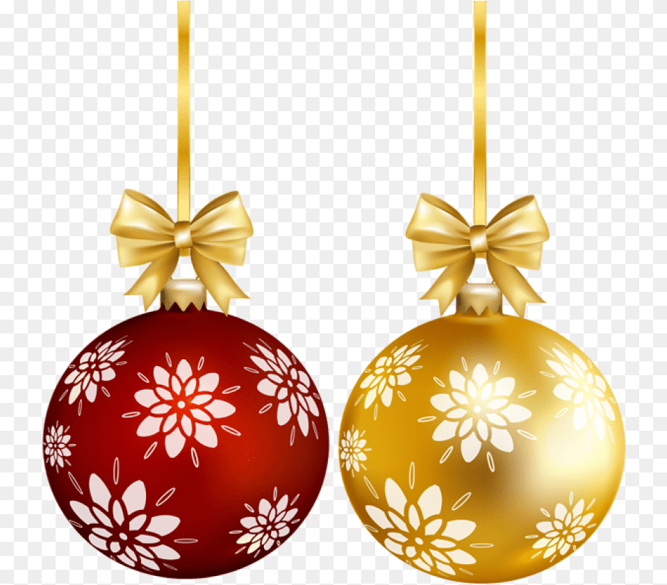 Red Gold Christmas Ball Transparent Clip Art Christmas Ball Transparent, Accessories, Ornament, Earring, Jewelry Png Image