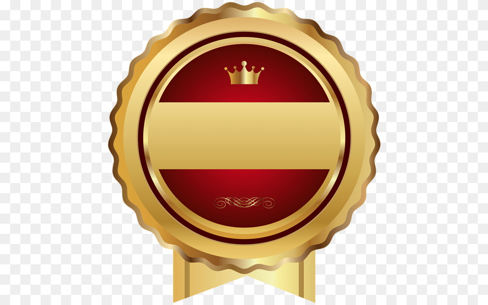 Red Gold Seal Badge Transparent Clip Art Seal Badges Gold, Logo, Symbol, Ammunition, Grenade Free Png