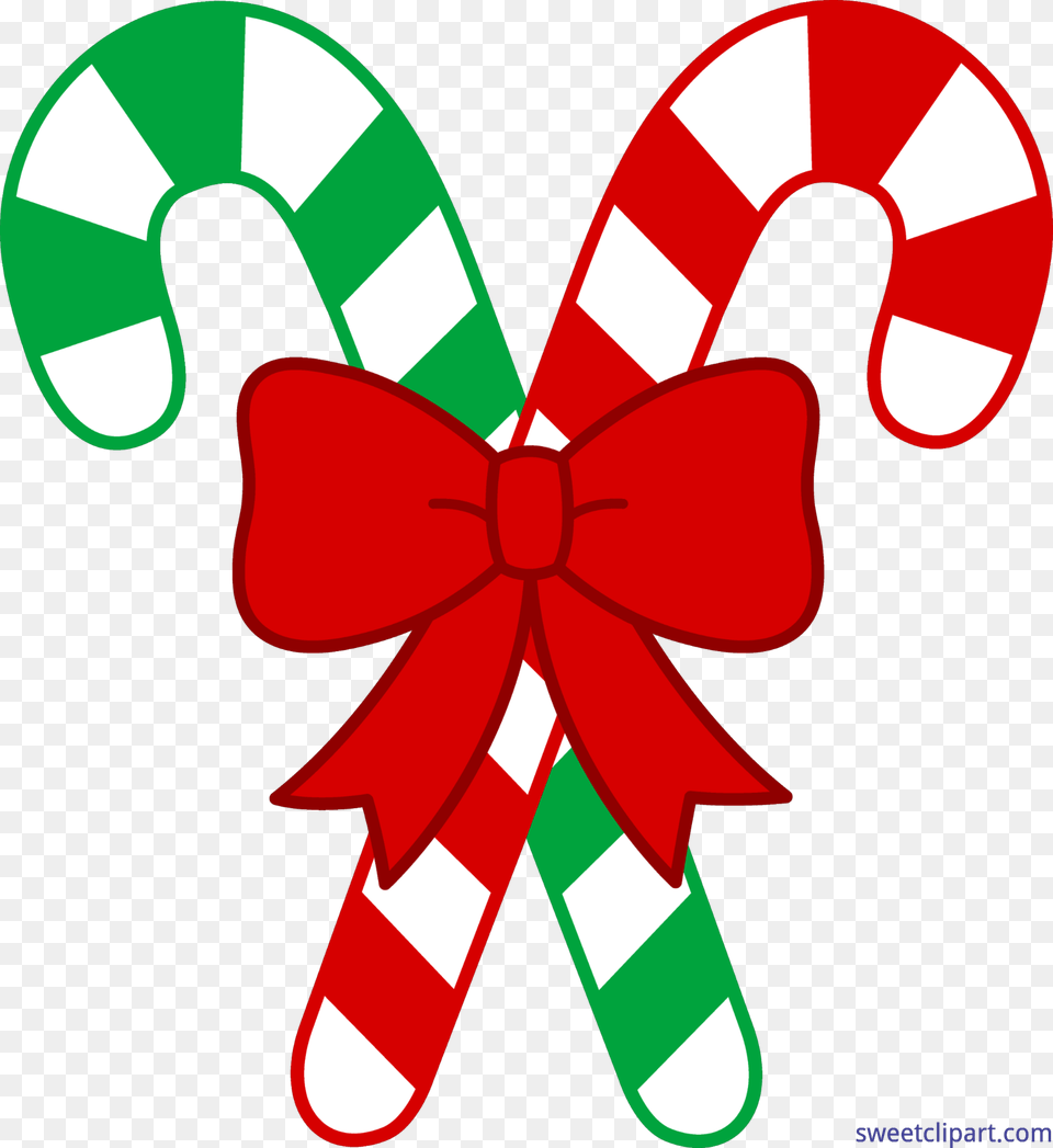 Red Green Candy Canes Bow Clip Art, Food, Sweets, Dynamite, Weapon Free Png Download