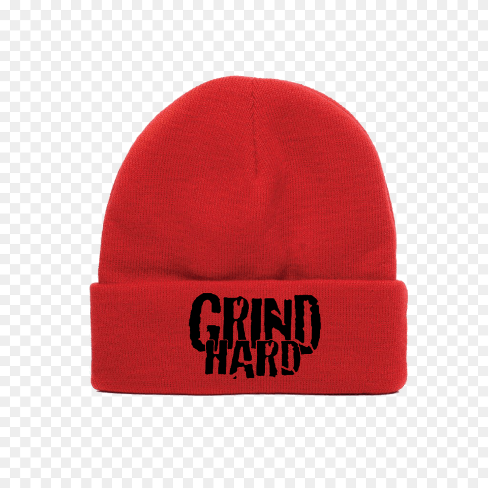 Red Grind Hard Beanie, Cap, Clothing, Hat, Fleece Free Png