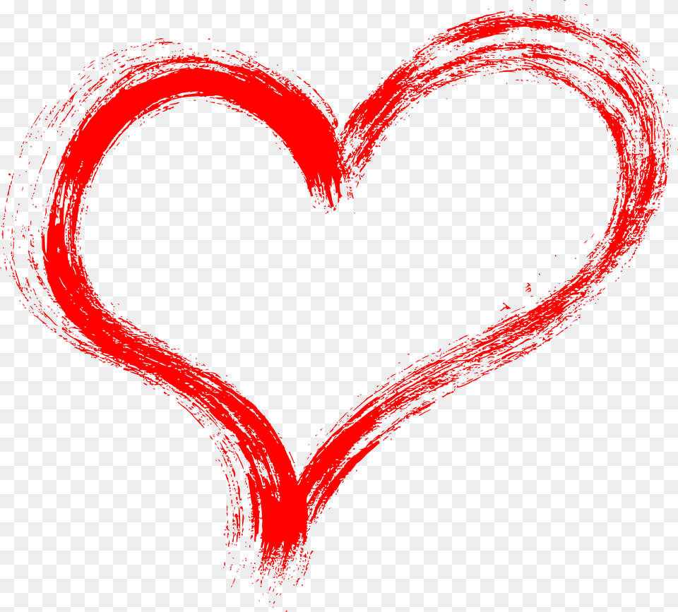 Red Grunge Brush Stroke Heart Paint Brush Heart Png Image