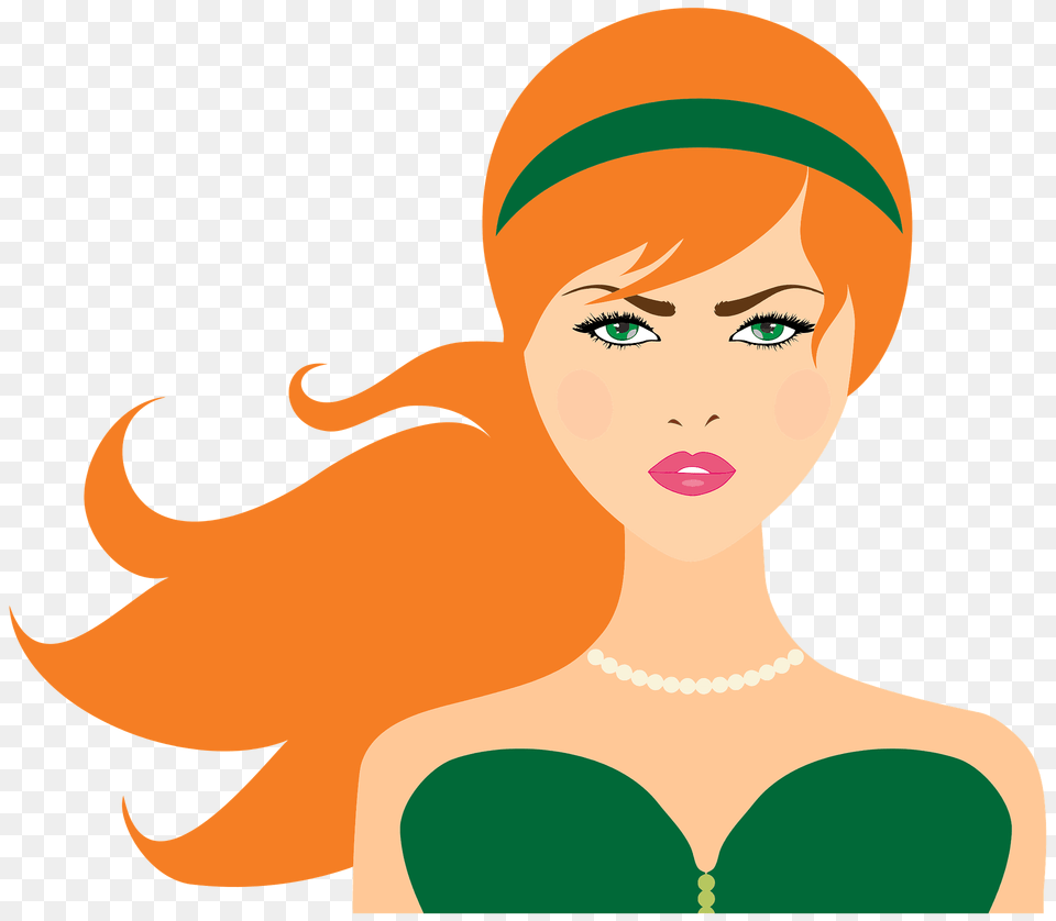 Red Hair Woman Clipart, Adult, Female, Person, Face Png Image