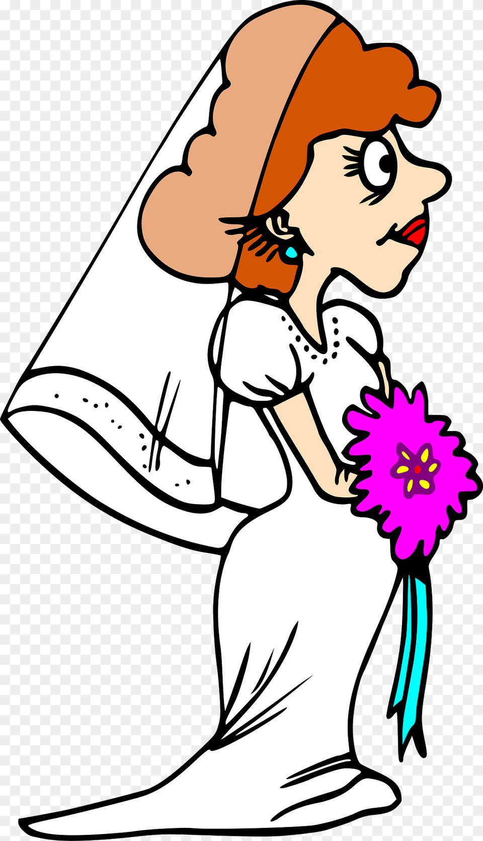 Red Haired Bride Clipart, Face, Head, Person, Smelling Png Image