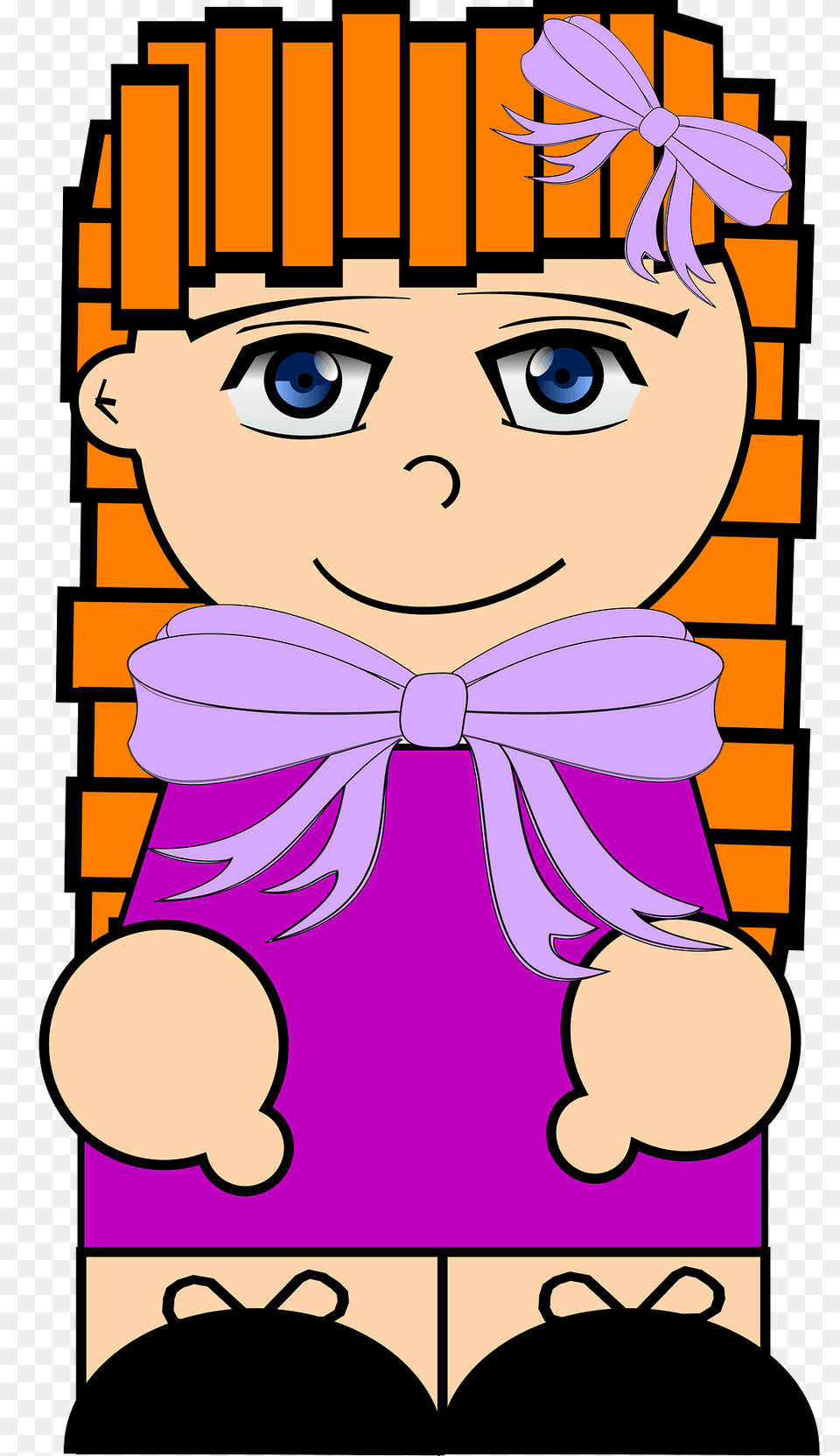 Red Haired Girl In A Pink Dress Clipart, Book, Comics, Publication, Baby Png Image