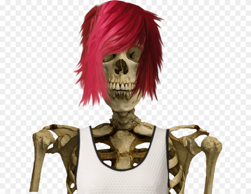 Red Haired Skeleton Image Skeleton With Red Wig, Adult, Female, Person, Woman Free Transparent Png