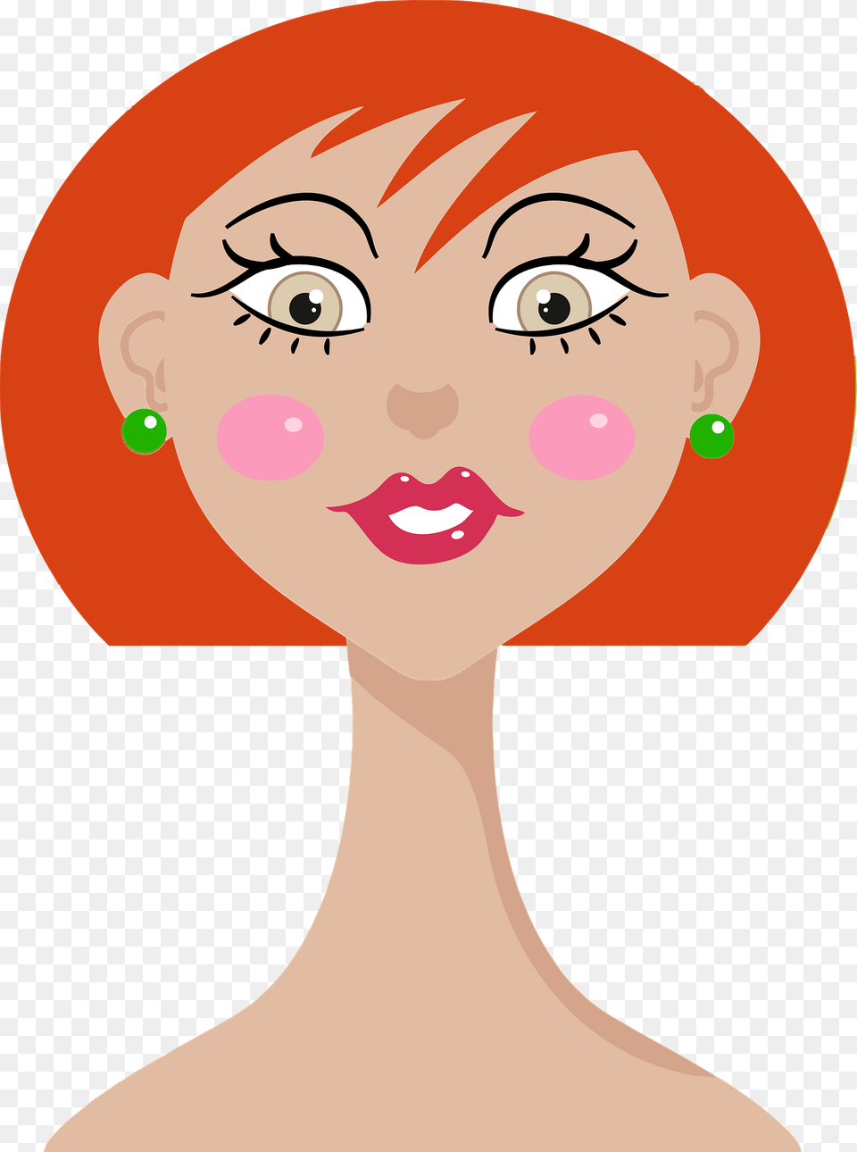 Red Haired Woman Portrait Clipart, Accessories, Jewelry, Earring, Face Png Image