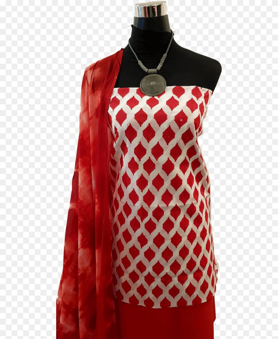 Red Hand Block Dress Material Red Dupatta Red Salwar Blouse, Clothing, Accessories, Jewelry, Locket Png