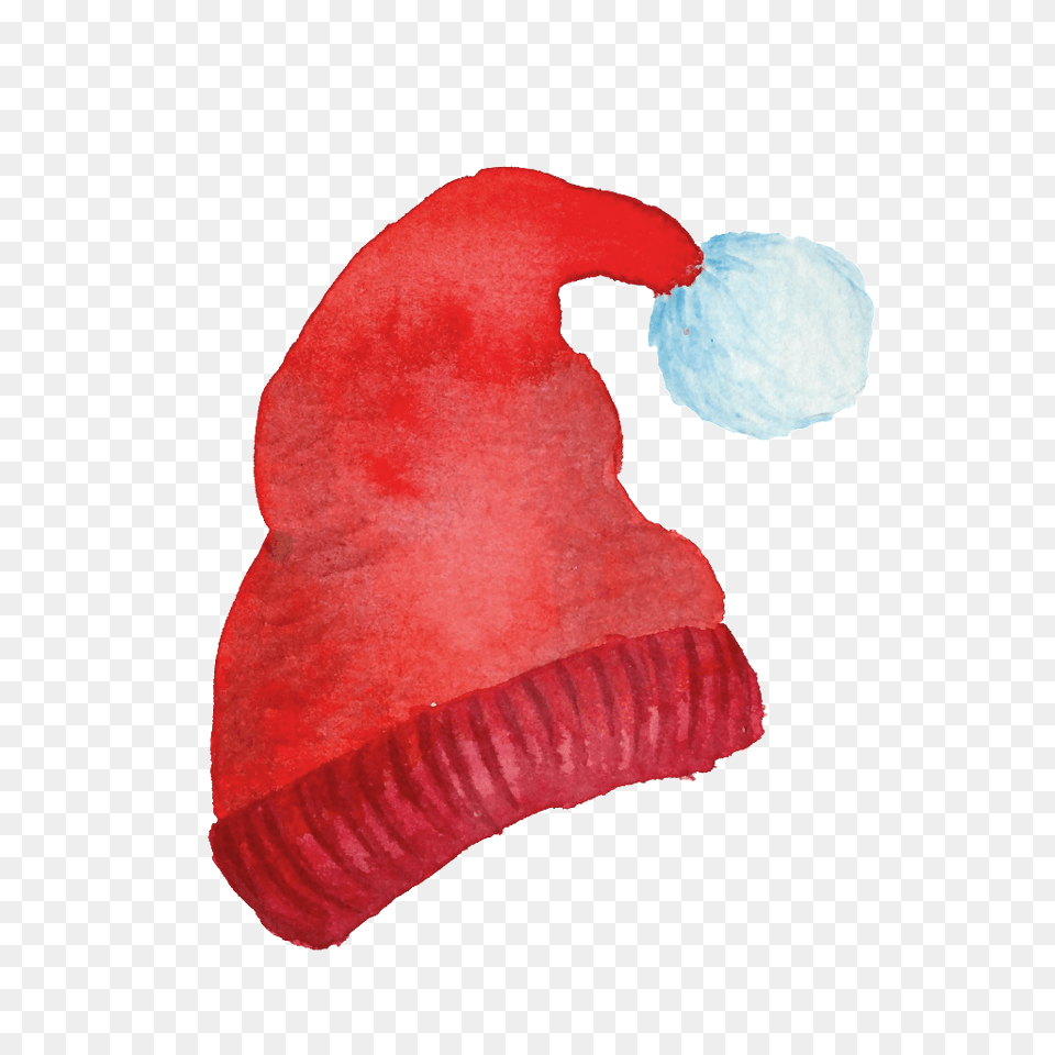 Red Hand Painted Woolen Christmas Hat Christmas Transparent Free, Cap, Clothing, Cushion, Flower Png