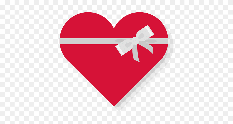 Red Heart Gift Box Silver Bow Icon Png Image