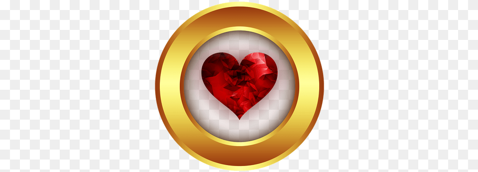 Red Heart Gold Circle Picmix Medalla De Amor, Disk, Accessories, Jewelry Free Png