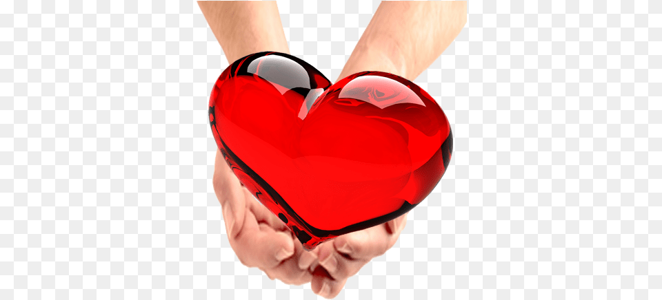 Red Heart In Hands Transparent Image Images Transparent Red Glass Heart, Clothing, Hardhat, Helmet, Symbol Free Png Download