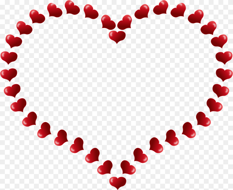 Red Heart Shaped Border With Little Hearts Png