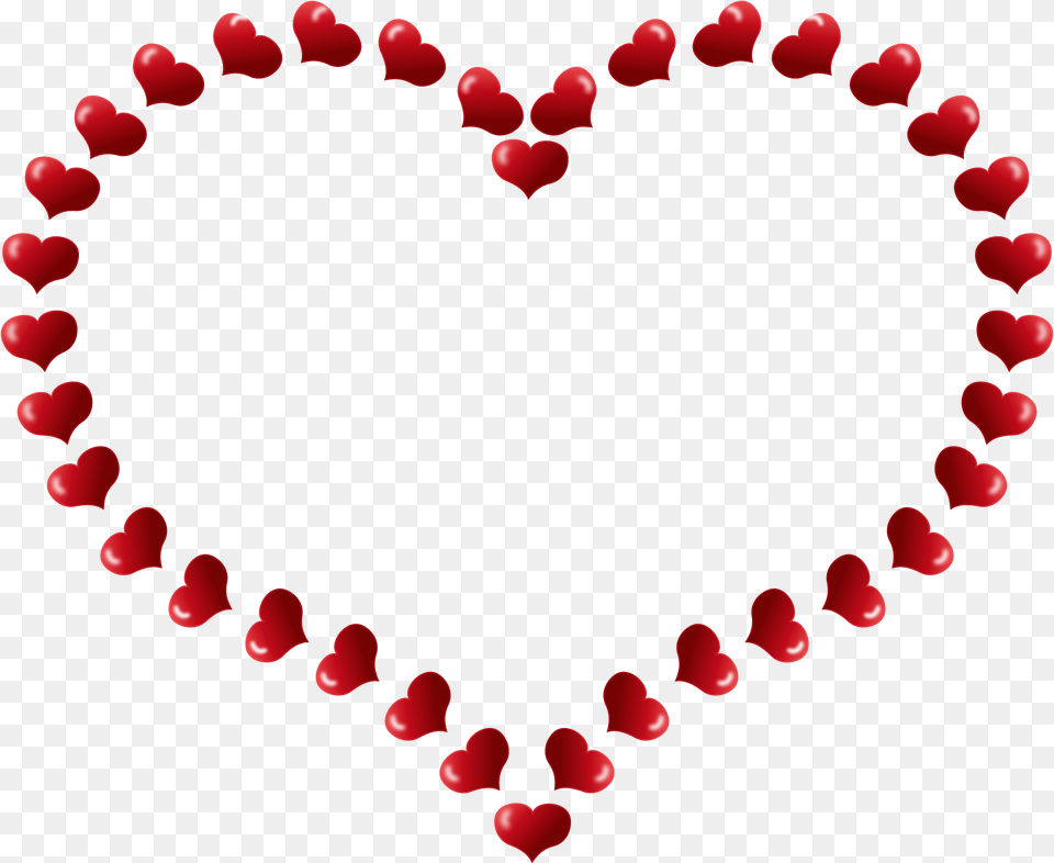 Red Heart Shaped Border With Little Hearts Clipart Free Png