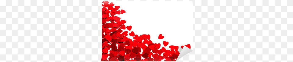 Red Heart Shaped Confetti Background Or Horizontal Bordure Rouge, Flower, Petal, Plant, Leaf Png