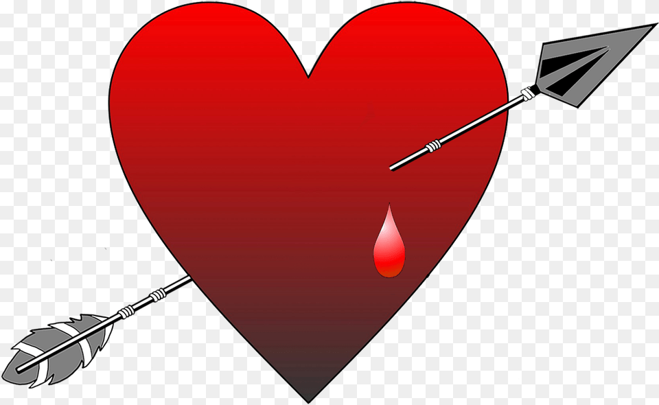 Red Heart With Arrow And Blood Drop Heart Free Png