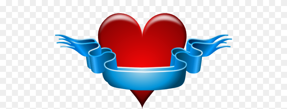 Red Heart With Blank Blue Ribbon Clip Art For Web Free Png Download