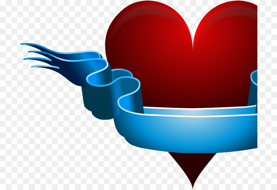 Red Heart With Blank Blue Ribbon Svg Lovely, Cutlery, Fork Png Image