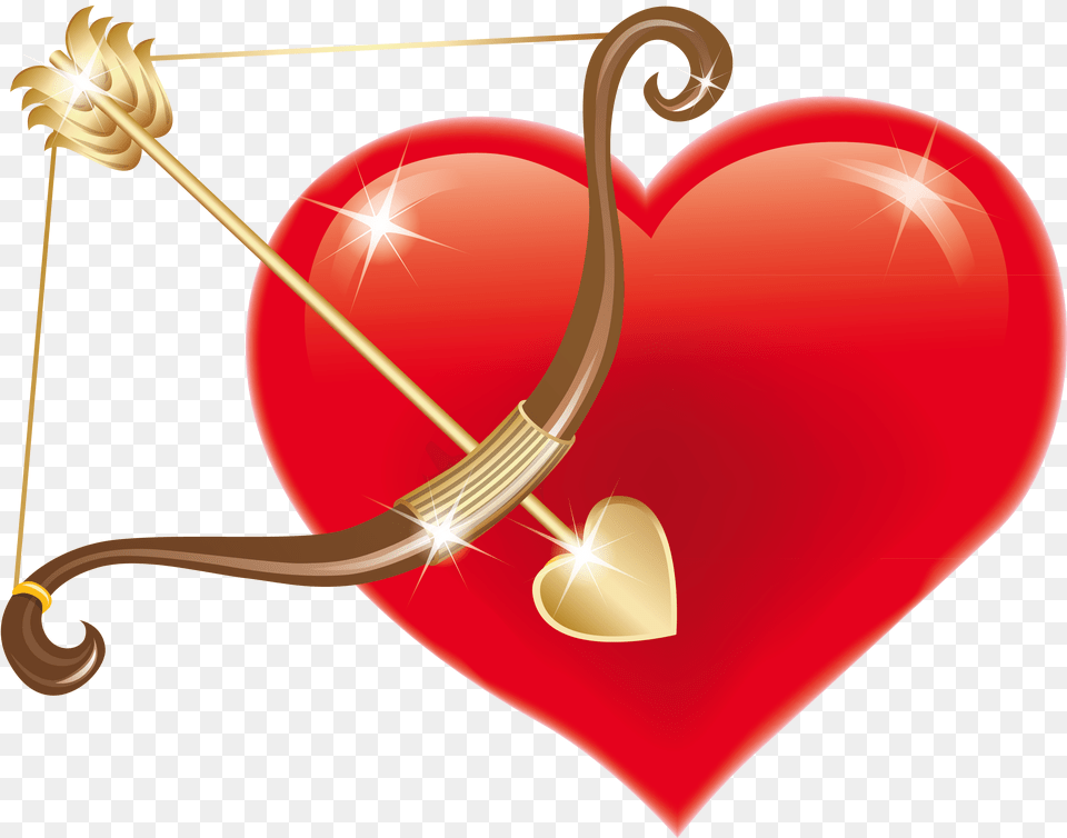 Red Heart With Cupid Bow Clipart Picture Valentine Heart Cupids Bow And Arrow, Balloon, Smoke Pipe Png