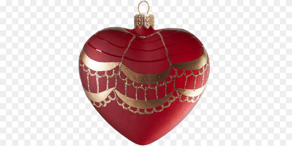 Red Heart With Gold Tassels Ornament Mouth Blown And Christmas Ornament, Accessories, Jar, Pottery, Chandelier Png