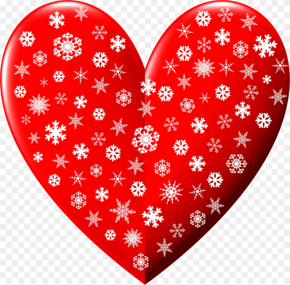 Red Heart With Snowflakes Clipart Png Image