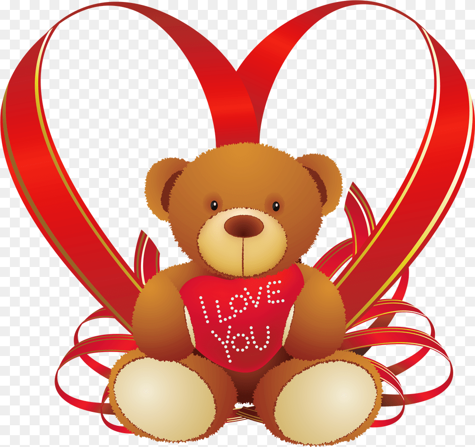 Red Heart With Teddy Bear Clipart Teddy Bear Love, Teddy Bear, Toy, Animal, Mammal Png