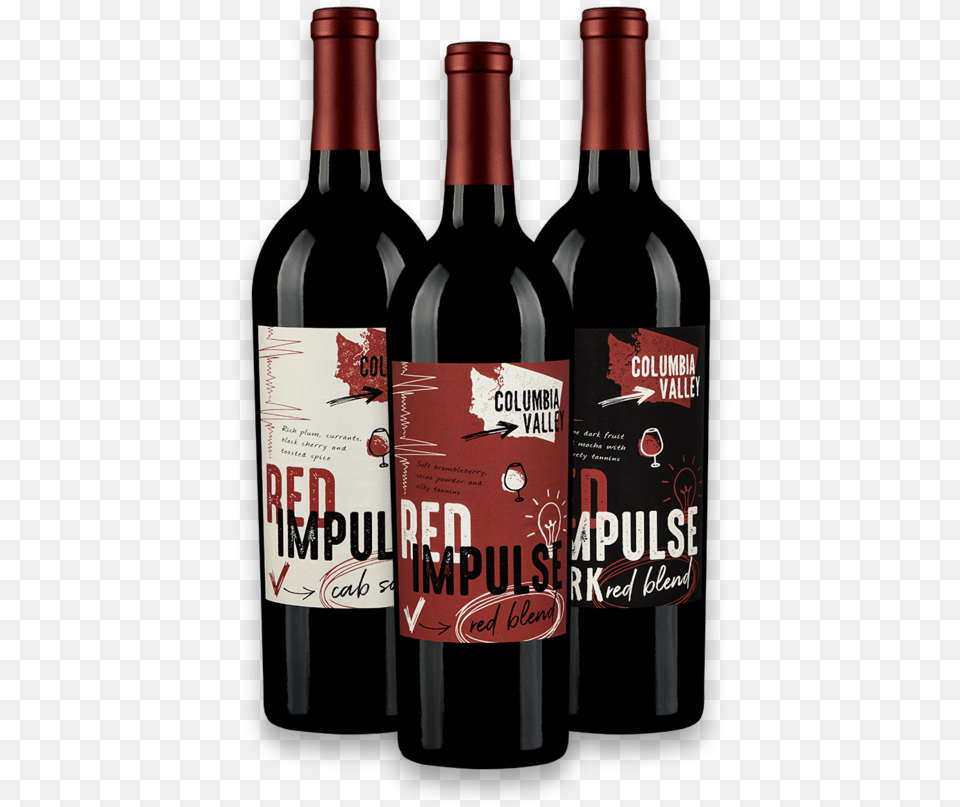 Red Impluse Lineup Wine Bottle, Alcohol, Beverage, Liquor, Wine Bottle Free Transparent Png