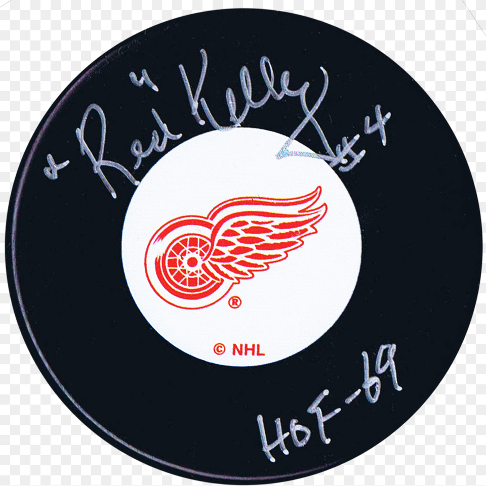 Red Kelly Autographed Detroit Red Wings Puck Detroit Red Wings, Sticker, Logo, Emblem, Symbol Png Image