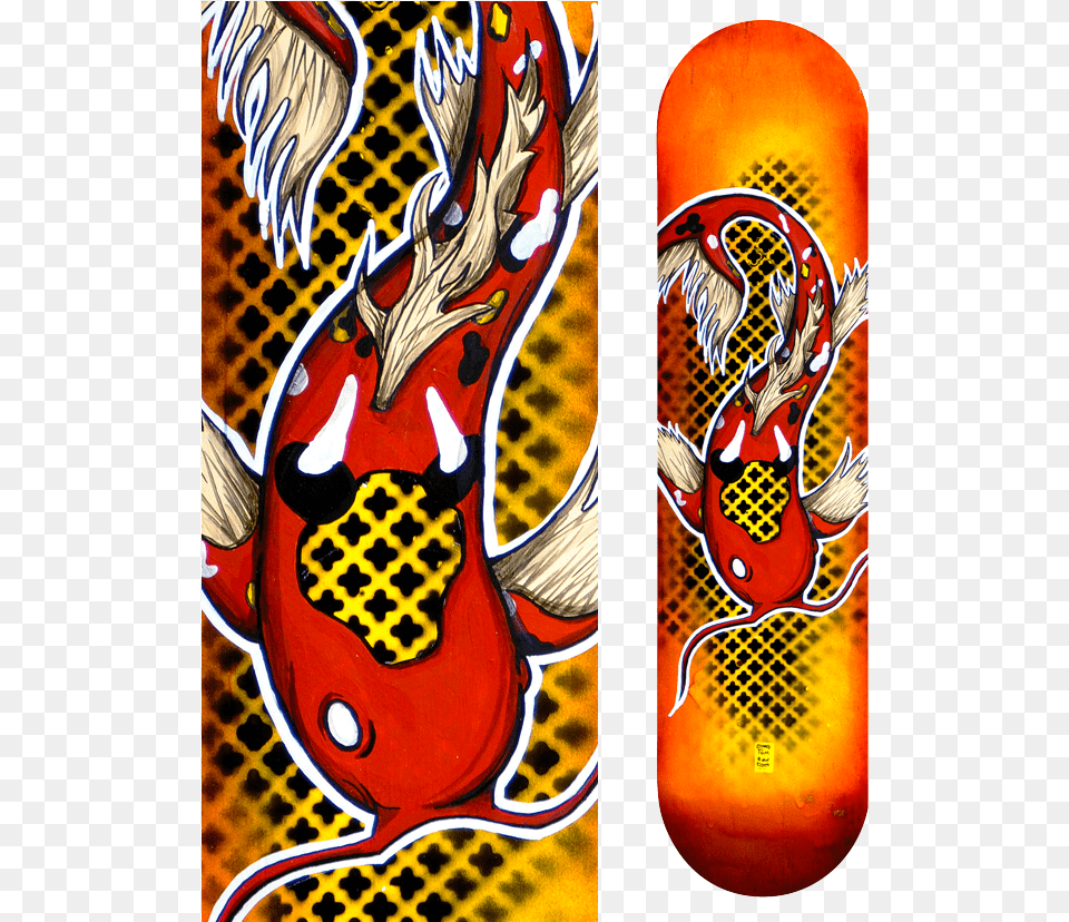 Red Koi Art, Skateboard Png