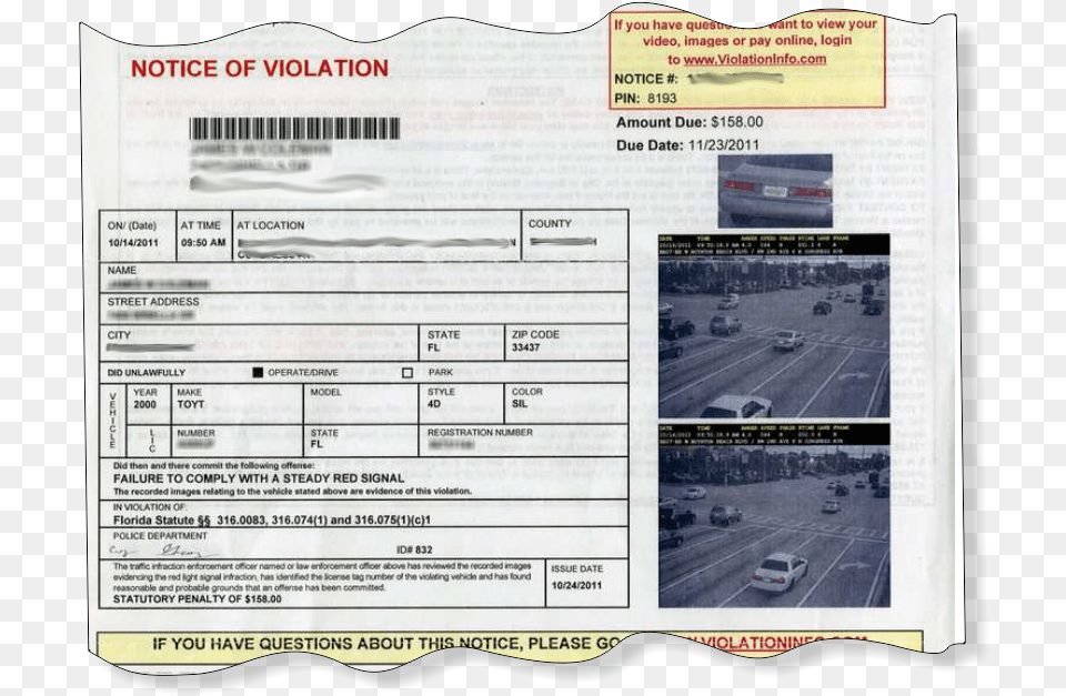Red Light Ticket Red Light Ticket Florida, Text, Car, Transportation, Vehicle Png Image