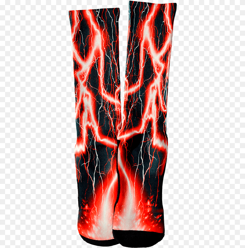 Red Lightning Crew Socks Illustration, Adult, Female, Person, Woman Free Transparent Png