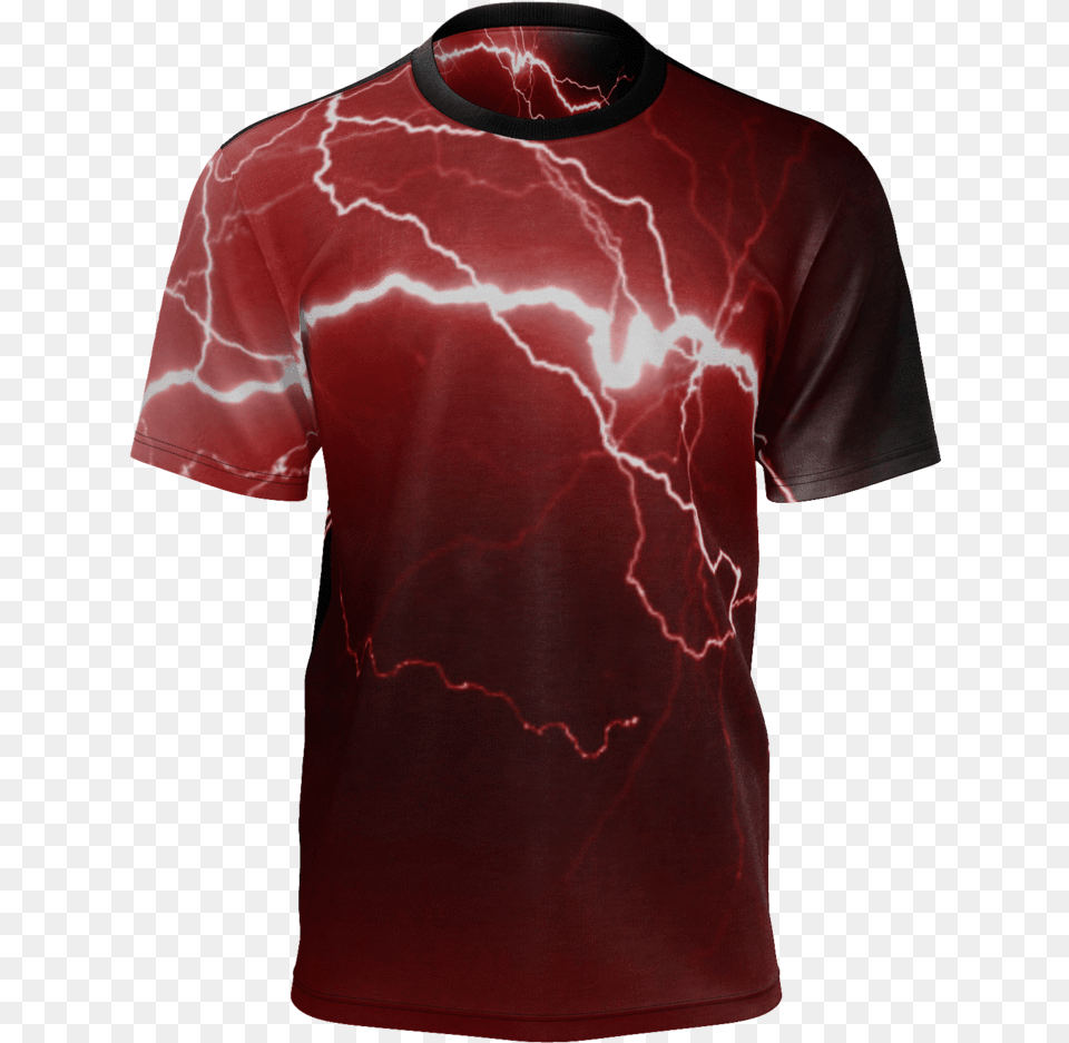 Red Lightning Mens T Active Shirt, Clothing, T-shirt, Outdoors, Adult Png Image