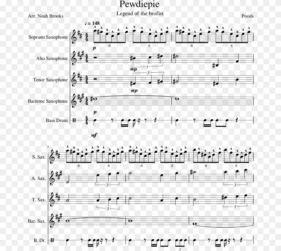 Red Like Roses Alto Sax Sheet Music, Gray Free Transparent Png