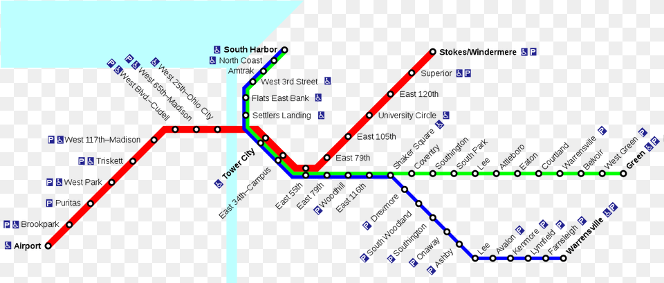 Red Line Cleveland U2014 Map Lines Route Hours Tickets Cleveland Rta Red Line, Chart Png Image