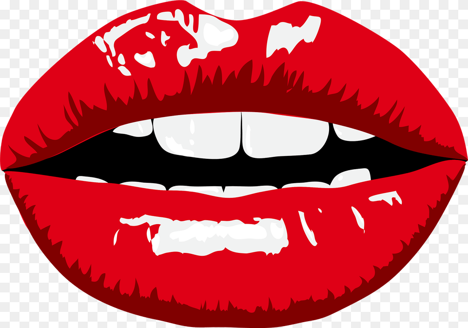 Red Lips Partially Open And Showing Teeth Clipart, Body Part, Mouth, Person, Animal Free Png Download