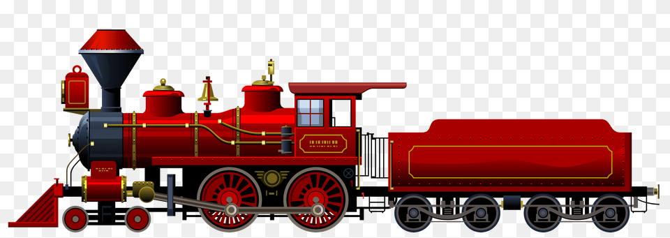 Red Locomotive Clipart, Engine, Vehicle, Transportation, Train Png Image