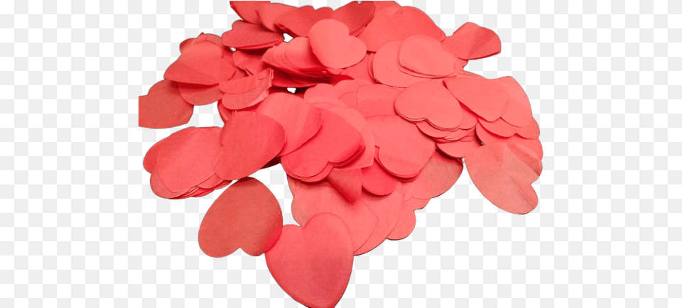 Red Love Heart Paper Confetti Artificial Flower, Petal, Plant, Rose, Geranium Png Image