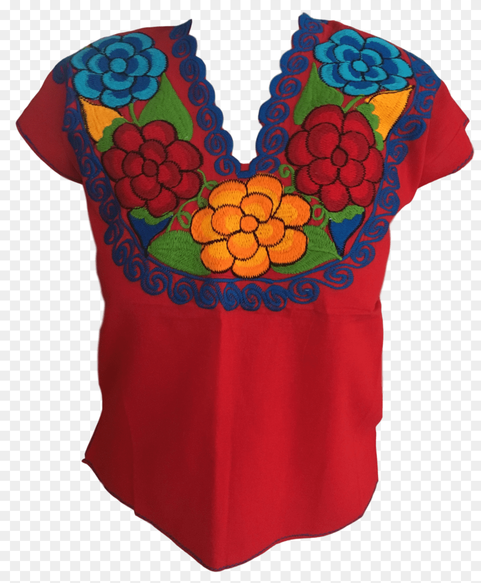 Red Mexican Blouse With Flowers Casa Fiesta Designs, Clothing, Pattern, Adult, Female Free Transparent Png