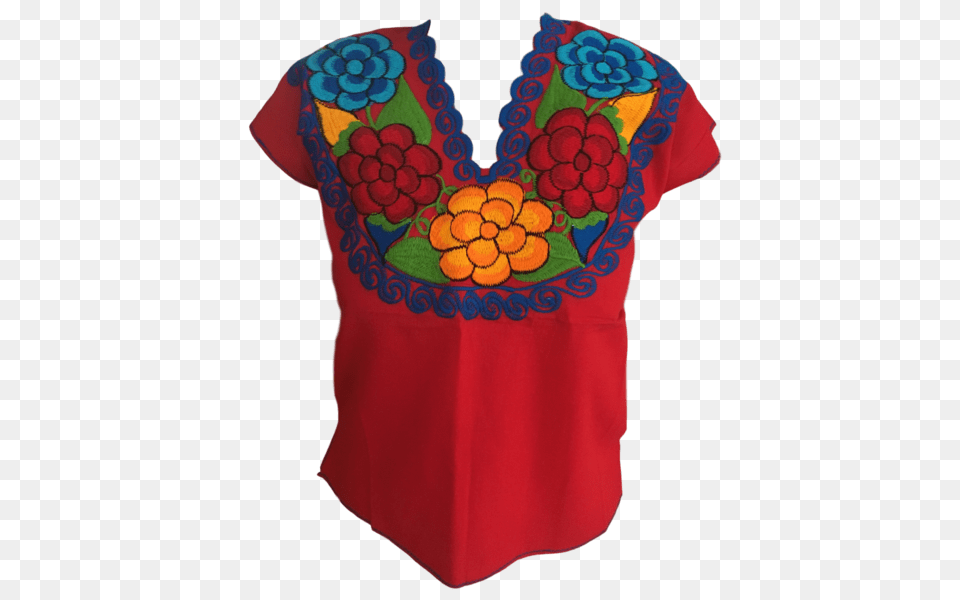 Red Mexican Blouse With Flowers Casa Fiesta Designs, Clothing, Pattern, Embroidery, Adult Free Png