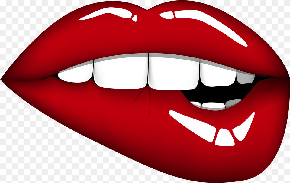 Red Mouth Clipart Image Biting Lips, Body Part, Person, Teeth, Cosmetics Free Transparent Png