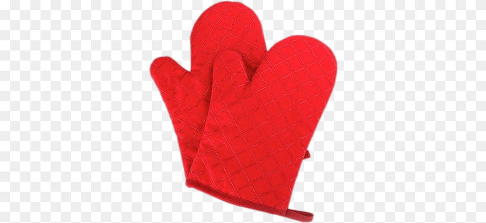 Red Non Slip Oven Mitts Transparent Stickpng Heart, Clothing, Glove Png