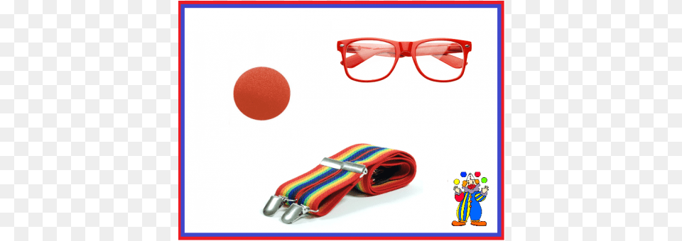 Red Nose Day Clown 5 Peice Set Bow Tie Hat Shoe Covers, Accessories, Glasses, Baby, Person Png