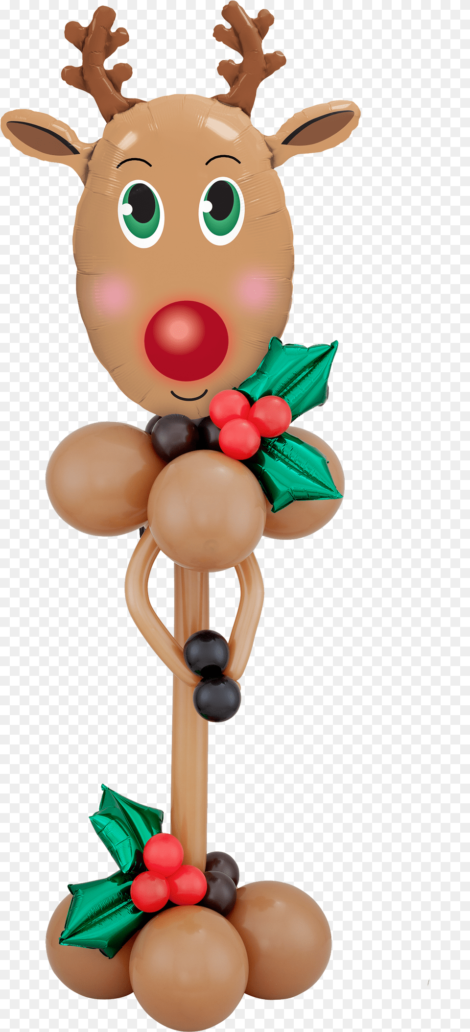 Red Nosed Reindeer Pedestal Balloon, Toy, Rattle Png Image