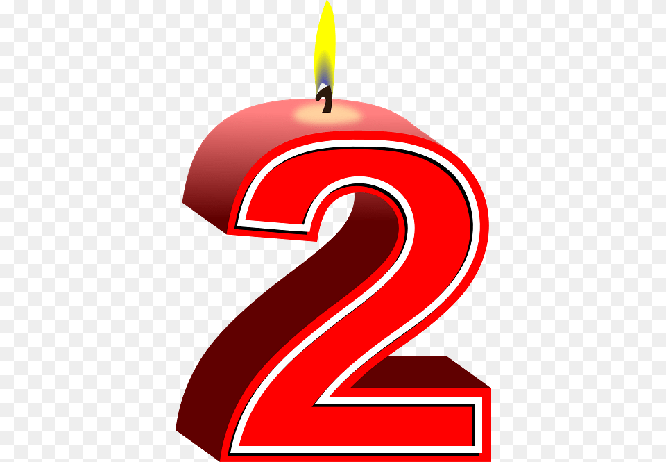 Red Number 2 Birthday Candle, Symbol, Text, Dynamite, Weapon Png Image