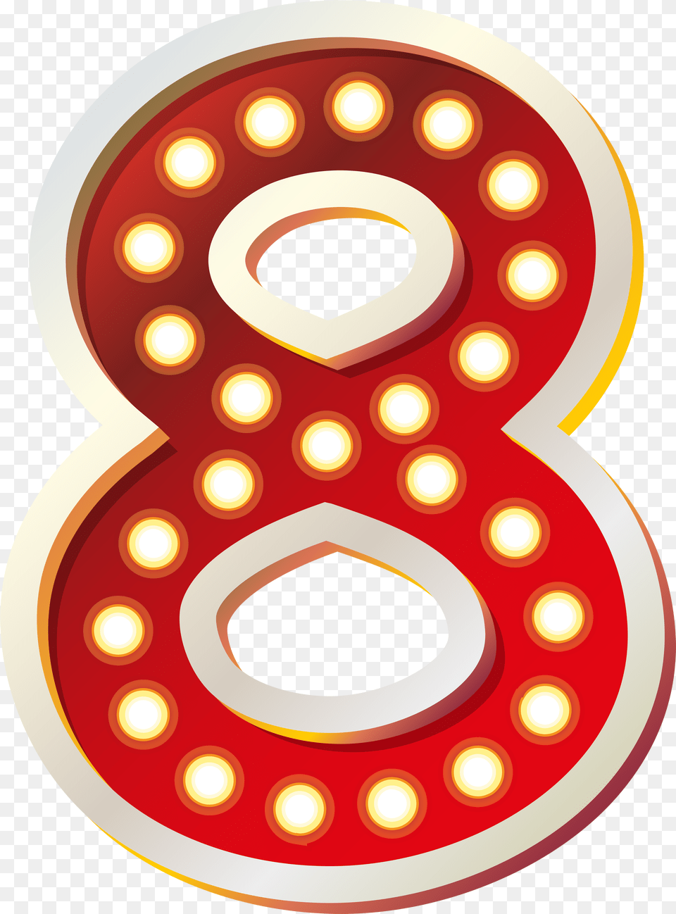 Red Number Eight With Lights Clip Art Imageu200b Eight Clipart, Symbol, Text Free Png Download