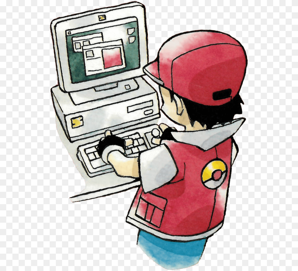 Red On Computer Electric Tale Of Pikachu Ash, Person, Machine, Electronics, Pc Png Image